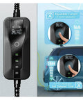 Plug And Play Portable Ev Charger Type 1 Sae J1772 16a Evse Charging Cable Wallbox showing adjustable current settings.