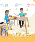 Two toddlers playing with Wooden Sensory Table For Toddlers 1 To 3 With Two Large Storage Bins Four Montessori Activity Boards And Paper Roll