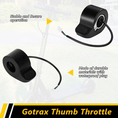 Electric Scooter Thumb Throttle Plug And Play With A 3 Wire Female Connector For Gotrax GXL V2 Apex shown with features