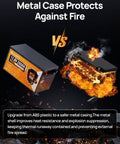 Comparison of Beefed Up 12V 280Ah LiFePO4 battery in metal case vs burning plastic case