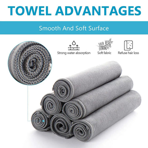 Stack of grey Eight Pack Microfiber Screen Cleaning Cloths, Double-Sided Suede Wipes For Glasses, Lenses, Phones, 12 By 12 Inches