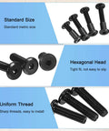 Ten Pack M8 X 12Mm Hex Drive Socket Cap Bolts With Barrel Nuts For Furniture Assembly And Diy Projects Crafted From Solid Black Carbon Steel Heavy Duty Connector Fasteners That Grip Tight And Stay Put. Hexagonal head and uniform threads.