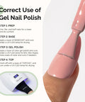 Step-by-step gel nail polish application with HEMA Free Gel Nail Polish 0.5 Fl Oz Thick Beige Pink Soak Off UV Nail Polish Non Toxic