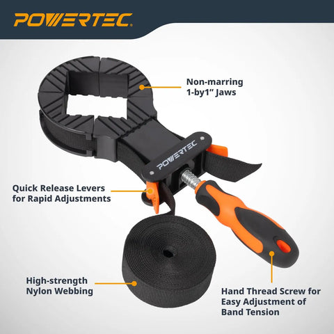 Strap Clamps For Woodworking With Quick Release Levers And An Ergonomic Handle, Pro Style Adjustable Band Clamp, 13 ft