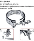 Heavy Duty 2.5 Inch Steel V Band Flange Clamp Kit showing easy assembly and removal features for exhaust systems