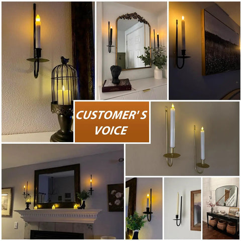 Upgrade Your Digs With These Dope Black Metal Wall Candle Sconce Holder Set Of Two Featuring Removable Taper And Pillar Disks For A Chill Cozy Ambiance, showcasing two wall sconces in cozy home settings.