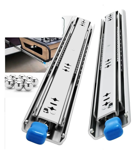 Drawer Slide For Universal Cabinet 53mm Full Extension Rail With Side Mount Installation Built In Ball Bearing Smooth Glide Heavy Duty Track With Optional Lock For Flexible Storage Needs, steel side-mounted rail