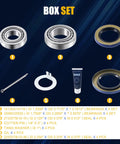 Components of Beefed Up Trailer Wheel Hub Kit For 6000 To 7000 Lb Axles With Chrome Steel Bearings, Double Lip Seal And Cotter Pin