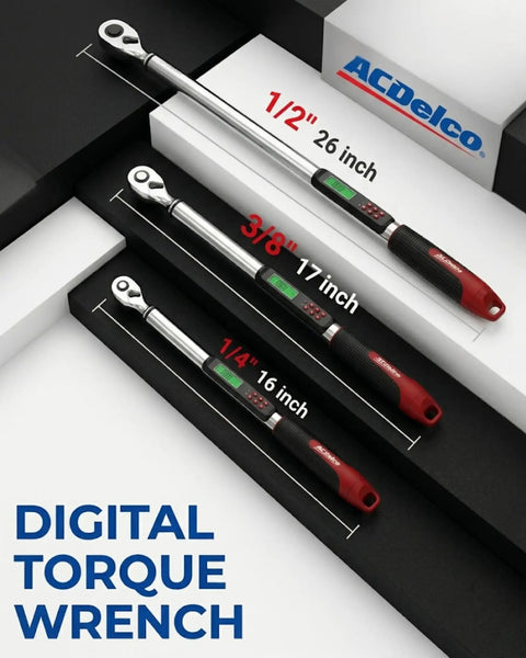 3/8 Inch Heavy Duty Digital Torque Wrench With LED Flash Notification, Angle Drive, Precise Digital Readout, ISO 6001 Certified