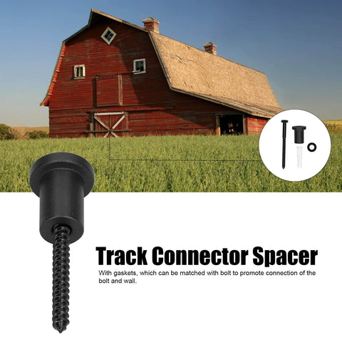 Do It Yourself Ready 1.4 Inch Sliding Barn Door Track Spacer Replacement Kit With Adjustable Carbon Steel Connectors shown installed