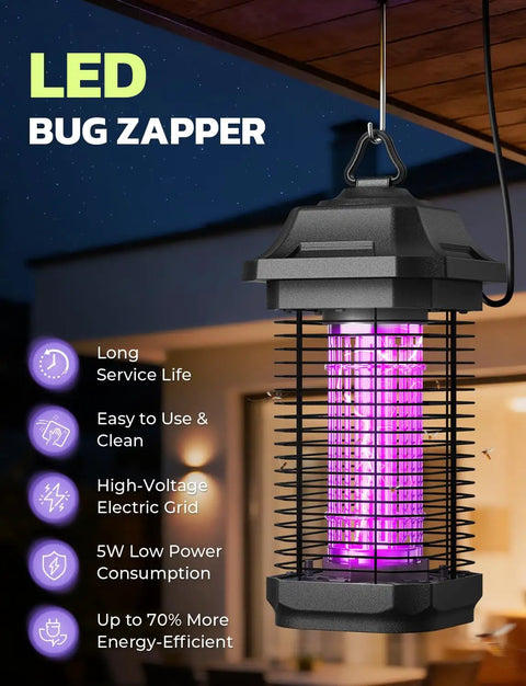 LED Bug Zapper For Indoor And Outdoor Use Powerful Electric Mosquito And Fly Zapper With Five Point Nine Foot Cord Silent Killer