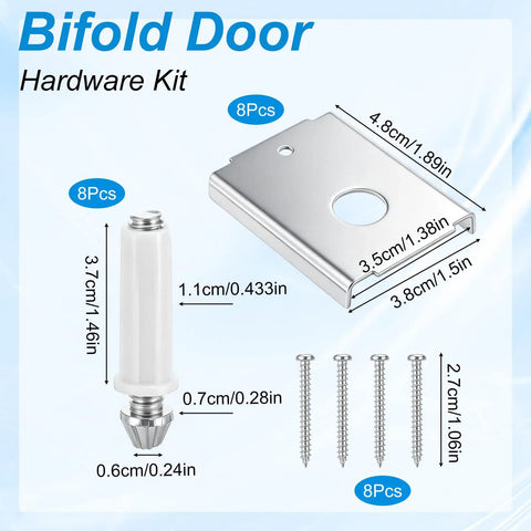 Rugged 24 Piece Bifold Door Repair Kit For One And Three Eighths Inch Wood Doors With Seven Sixteenths Pivot Holes close-up hardware