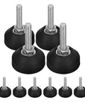 Heavy Duty Adjustable Leveling Feet Set Of 8 For Machinery And Tables Carbon Steel Furniture Levelers shown in black and silver.