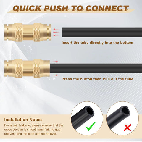 Diagram showing Push To Connect Brass Air Line Fittings Kit 48 Pcs DOT Unions installation for air suspension systems.