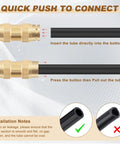 Installation guide for Beefy 26 Piece Brass DOT Air Line Fittings Straight Union Kit with push-to-connect instructions.
