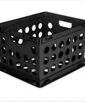 Durable Plastic File Crate With Ergonomic Handles For Letter And Legal Size Documents, Space Saving Modular Stackable Storage Bin, Black