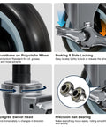 Grit Proof Heavy Duty Expanding Stem Casters Set Of Four For Standard One Inch Tube Legs Quiet Polyurethane wheel with locking feature.