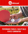 Person holding ping pong paddle and ball from Four Paddle Ping Pong Set With Carry Case And Eight Balls Portable Table Tennis Paddles