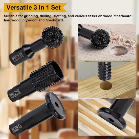 3Pcs Wood Grinder Ball Gouge Heads And Spherical Cylindrical Burr Attachments For Angle Grinders 100mm T Shaped Rotating