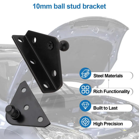 4 Pack 10mm Ball Stud Mounting Brackets For Gas Struts And Lift Supports Beefy Steel Galvanized Mounting Brackets with car hood