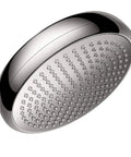 7 Inch Rain Showerhead With Single Jet Spray, 2 GPM Flow Delivers Spa Like Coverage, chrome finish, rounded design against white background