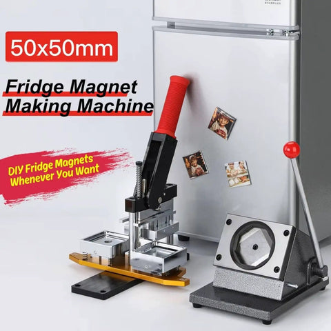 Sick 50mm Professional Badge Maker Machine Kit With Heavy Duty Steel Press And Paper Cutter For Making Custom Photo Magnets Buttons Pins Plus Keychains DIY Craft Projects Simple Assembly 100 Pcs Parts Bundle Legit Value For Money, 50mm fridge magnet press