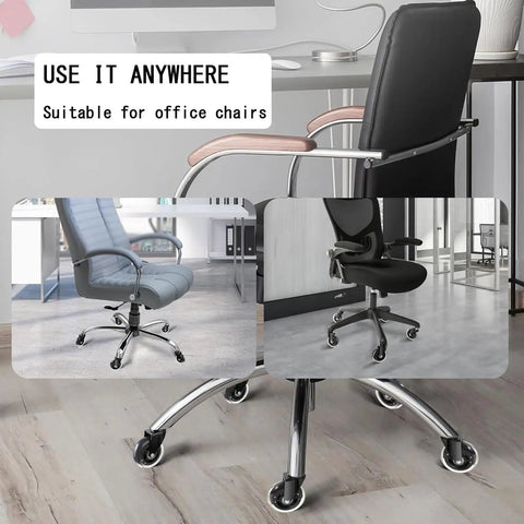5 Pack Quiet Office Chair Casters That Roll Like Butter Smooth Silent Swivel Wheels For Gaming And Desk Chairs Polyurethane Build Fits Standard 2 Inch Stem Quick Install on various office chairs.