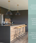 16-Inch 3-Light Modern Farmhouse Pendant Light With Metal Dome Shade In Golden Brass And Sandblasted Black Finish over kitchen island