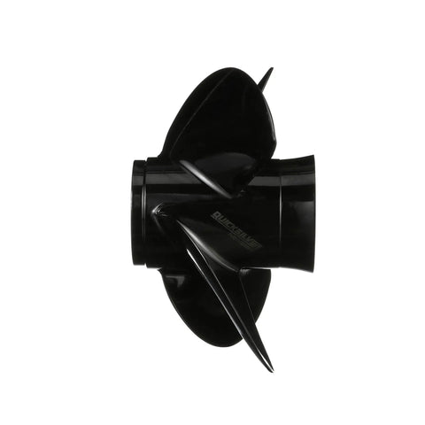 Four Blade Aluminum Propeller 14 Inch Diameter 23 Inch Pitch Right Hand Rotation For 90 To 115 HP Command Thrust And 150 To 300 HP Mercury MerCruiser Engines With Aggressive Cup And High Rake Design For Tenacious Gripping Performance, side view