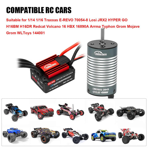 Brushless 2845 4500KV Beast Motor and 35A Waterproof ESC for Traxxas E-Revo and compatible 1/14 1/16 RC cars
