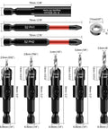 Professional Grade Tungsten Carbide Countersink Drill Bit Set With Adjustable Depth Stops For Slick Wood Countersinks And Hassle Free Flush Screw Installation 17 Piece Gotta Have Workshop Essential Kit diagram with detailed sizes and types of bits.