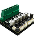 Beefed Up Brushless Servo Motor Controller Driver Board V4.2 with green connectors and capacitors, top view