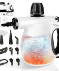 Grab This Badass Portable Handheld Steam Cleaner! 1300W with attachments for efficient cleaning of surfaces.