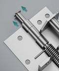 Close-up of Spring Hinge for Cabinets and Doors, Rust-Resistant Stainless Steel Auto Closing, Adjustable Spring mechanism