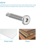 Heavy Duty Hex Socket Self Tapping Screws One Quarter Inch By One And Five Eighths Inch 410 Stainless Steel Flat Head Self Drilling