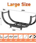 Beefy Firewood Rack For Outdoor Use, 29 Inch Log Holder For Indoor Storage, Black Steel Frame, Easy Assembly U Shape Design