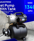 Shallow Well Garden Pump 115V Stainless Steel Jet Pump With 1.6 HP Motor, 1320 GPH Capacity, Automatic Water Booster for Yard