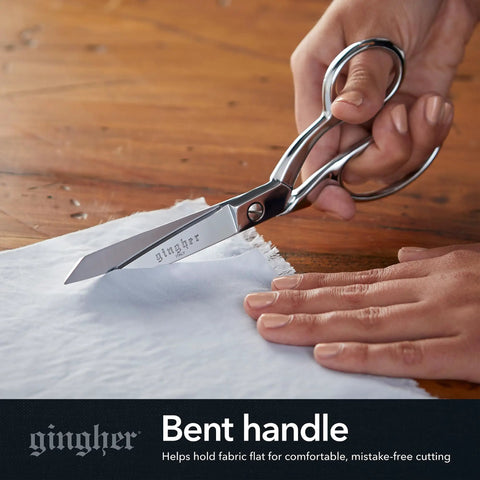 8 Inch Knife Edge Dressmaker Scissors For Fabric Cutting And Sewing, Bent-Handle Pro-Grade Shears With Flat-Sitting Design For Long Pattern And Seam Cuts, Forged Steel With Comfortable Grip For Smooth, Heavy-Duty Performance, cutting white fabric
