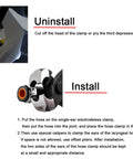 Single Ear Oetiker Hose Clamp Kit installation and uninstallation steps with 92 pcs crimp clamps and pliers.