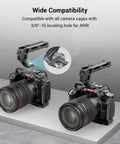 Top Handle With 3 8 16 Locating Pins For ARRI Grip attached to camera cages showcasing wide compatibility