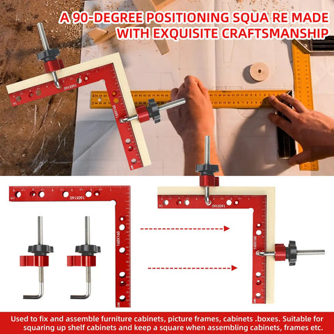 Pro Grade Aluminum Corner Clamps For Woodworking Square Up Your Builds Dead On Easy Right Angle Positioning Squares, 90-degree setup.