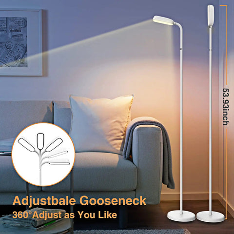 Cordless Floor Lamp With 5000mAh Rechargeable Battery, Adapter Included, Portable Gooseneck Light in living room setting.