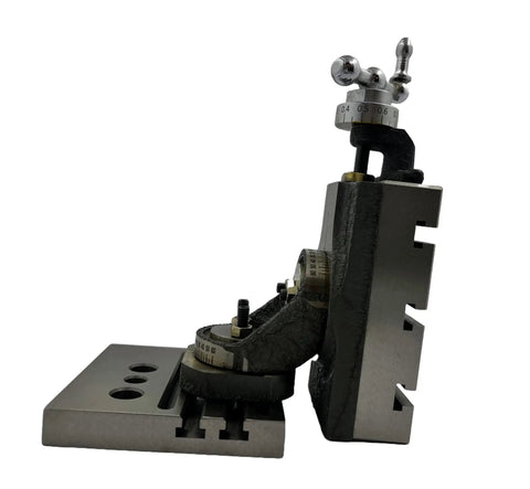 Side view of Mini Swivel Vertical Slide With Base Plate Side Scale And Three Slots For 7 And 14 Lathe Machines Pro Grade Precision Tool