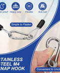 Heavy Duty PVC Coated Security Steel Cable With Snap Hooks 4.9 Ft Double Loop Wire Rope Lock close-up of snap hook and features