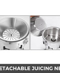 Detachable juicing net of USZWBY Heavy Duty Cold Press Electric Juicer 370W Stainless Steel Centrifugal Juice Extractor.