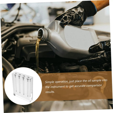 Engine Oil Quality Tester And Viscosity Comparator For Automotive Maintenance shown testing oil in an engine bay