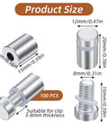 Heavy Duty Stainless Steel Standoff Screws One Half By Three Quarters Inch With Silicone Buffer Pads For Hanging Art And Wall Displays Tough As Nails Mounting Hardware 100 Piece Bulk Kit size dimensions display