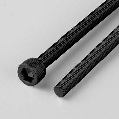 Close-up of 120 Piece Rock Solid M3 X 12MM Hex Socket Head Cap Screws Bolt Set In 12.9 Grade Alloy Steel with black finish.