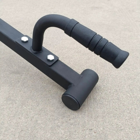 Heavy Duty Barbell Plate Lifter And Plate Change Jack for quick easy weight room changes with secure curved handle.