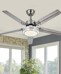 Ceiling Fan With Lights Remote Control And App, Modern Minimalist Smart Ceiling Fan with brushed nickel finish in room setting